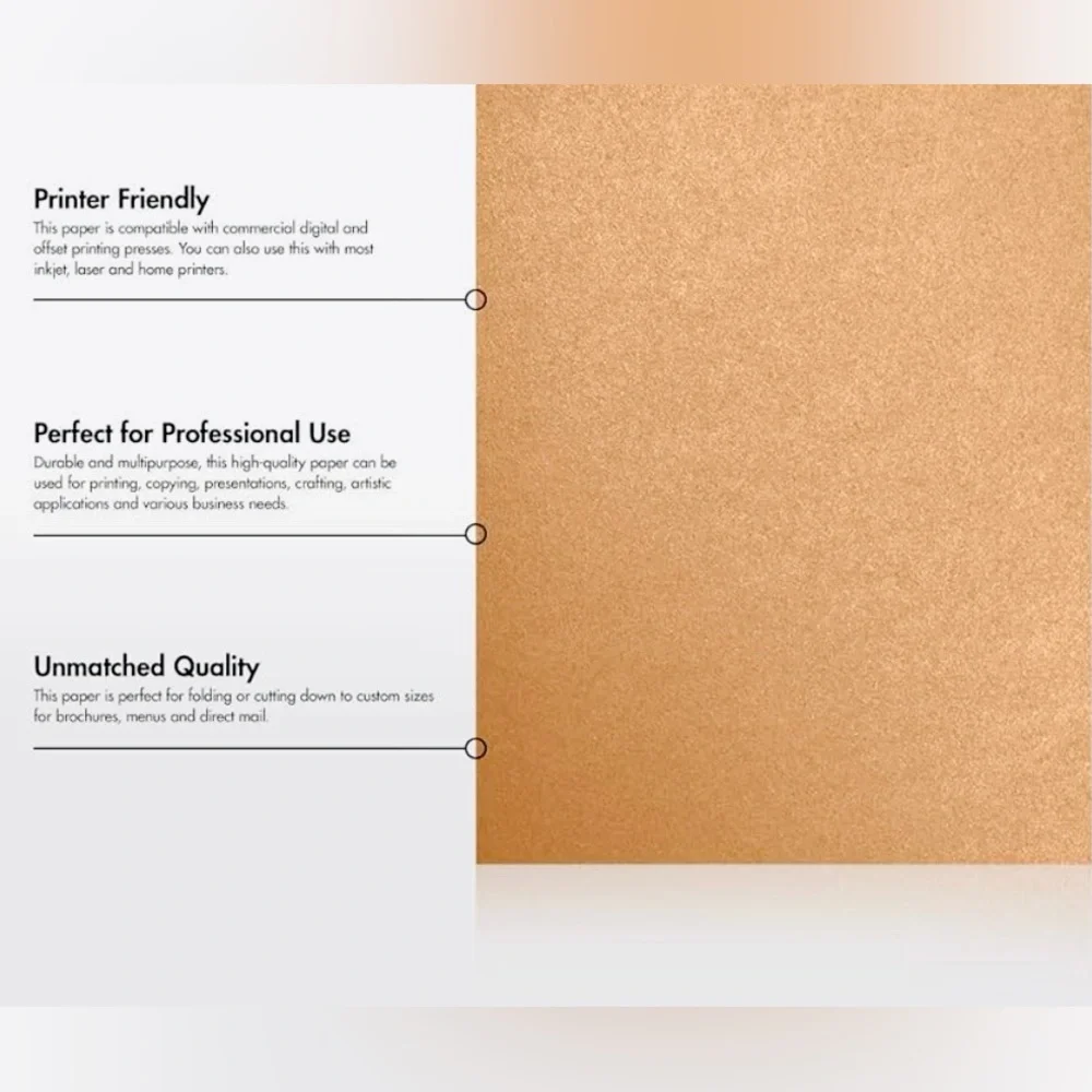 LUXPaper Copper Metallic Gold Glitter Cardstock Paper 50 pgs. 80 lb. 8.5”x11”